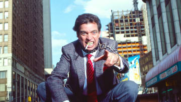 Morton Downey Jr. in a typically subtle attempt at publicity.